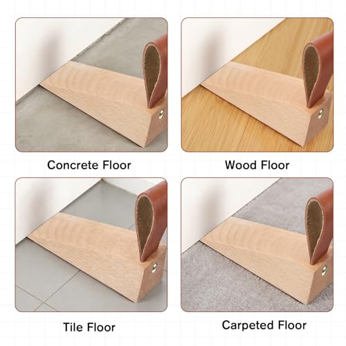 Wooden Door Stops Decorative Wood Door Stopper Hotel Security Doors Stopper Non-Slip Wedge Wooden Doorstop for Bedroom House Office Living Room Hotel Cabin