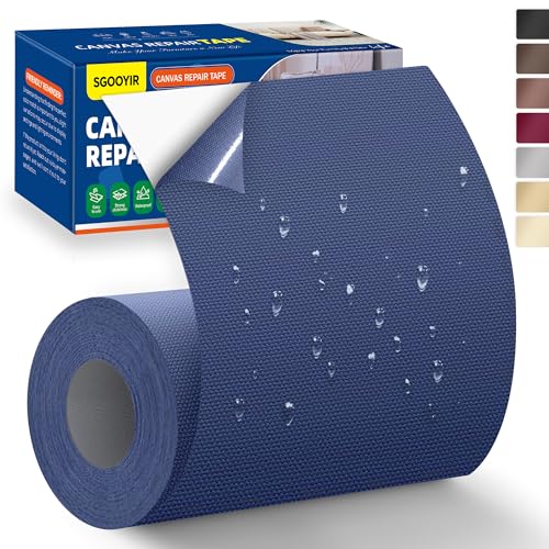 Self-Adhesive Canvas Repair Tape, 4" x 79" Waterproof Canvas Repair Patch, Fabric Patch Repairs Kit for Furniture, Tents, Sunbrellas, Boat Covers Awnings, Couches, Clothes, Bags Dark Blue - color: Dark Blue, size: 4" x 79"