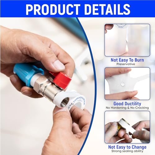 TAPEWELL Professional Grade Plumbers Tape - high Density, Thread sealant Teflon Tape, 1/2 Inch X 520" Inches - Pack of 2 - size: Pack of 2