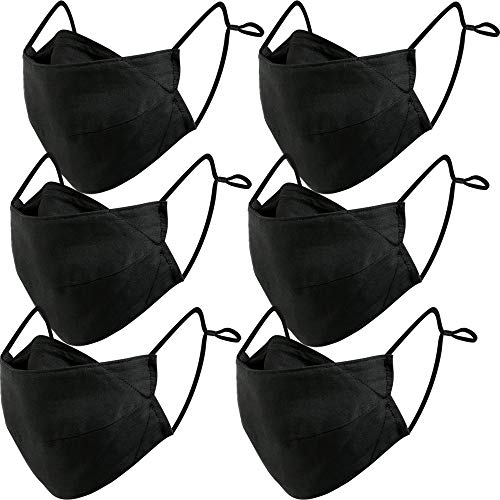 BASE CAMP Reusable Cloth Dust Face Masks 100% Cotton Washable Adjustable Breathable Fabric Mask with Filter Pocket - color: 6 Black