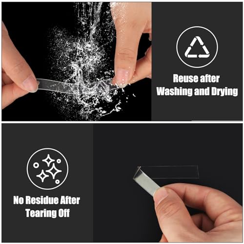 Clear Nano Double-Sided Tape Heavy Duty, Multipurpose Strong Sticky Mounting Tape Narrow (2 Rolls, Total 32.8FT), Traceless Transparent Acrylic Adhesive Gel Tape for Picture Hanging, Poster, Home, Car