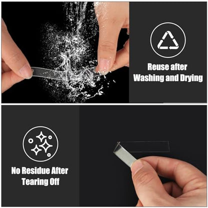 Clear Nano Double-Sided Tape Heavy Duty, Multipurpose Strong Sticky Mounting Tape Narrow (2 Rolls, Total 32.8FT), Traceless Transparent Acrylic Adhesive Gel Tape for Picture Hanging, Poster, Home, Car