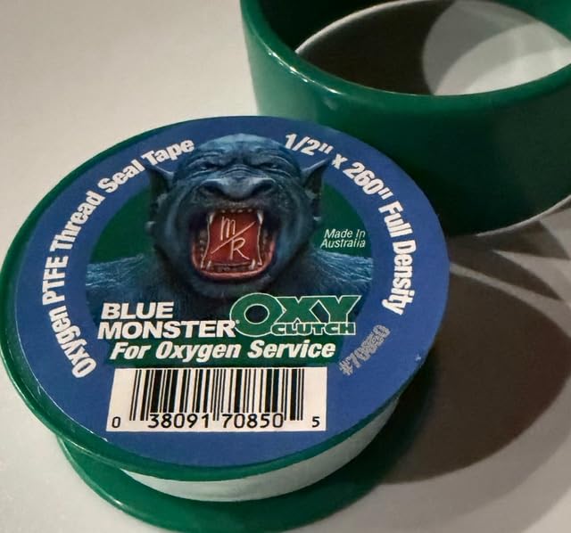 Two Pack - 70850 Blue Monster for Oxygen 1/2" x 260" Green PTFE Thread Seal Tape Blue Monster for Oxygen Service Oxy Clutch Full Density