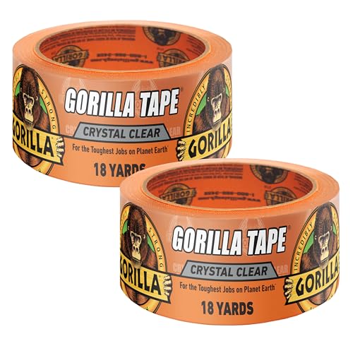 Gorilla Crystal Clear Tape, 1.88” x 18 yd (Pack of 2) - Weather Resistant for Indoor or Outdoor Projects and Repairs - size: 2- Pack