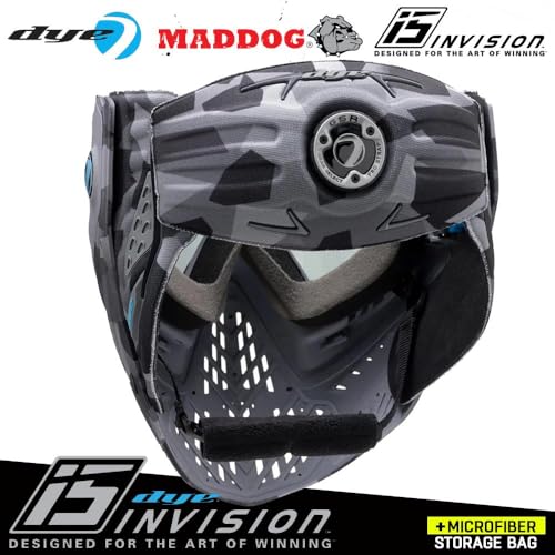 Maddog Dye i5 Thermal Anti-Fog Paintball Airsoft Mask Goggle System Combo with Microfiber Bag | Safety Certified Protection - color: Cb Urban Camo