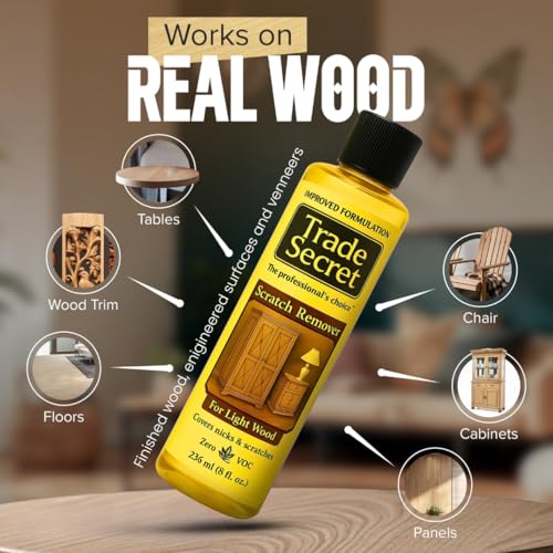 Trade Secret Light Wood Scratch Concealer, Scratch Remover for Real Wood Furniture & Floors – Covers Nicks, Scuffs & Dogs, Cats Scratches, Marks, Minor Defects - color: Light