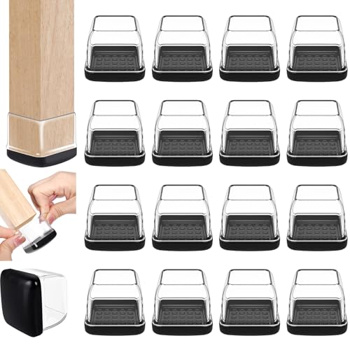 Chair Sliders for Carpet, 16PCS Furniture Sliders for Carpeted Floors & Hardwood Floors, Square Chair Glide Pads for Quickly and Easily Moving Furniture, Protect Floor(Clear, Fit 1"-1.4") - color: Clear, size: Square L(Fit:1-1.4 inch)