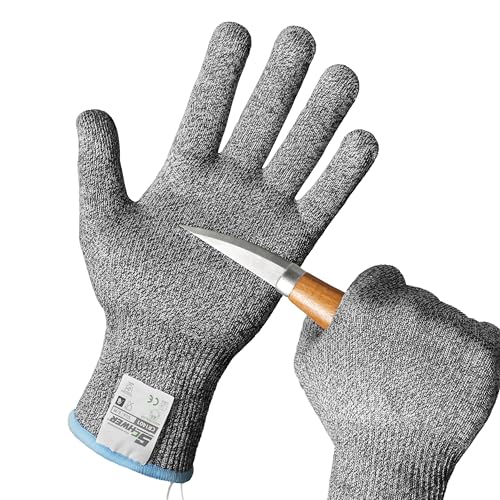Schwer 2 Pairs ANSI A6 Cut Resistant Gloves, Food Grade Cutting Gloves for Kitchen Food Prep, Mandoline Gloves for Meat Cutting, Oyster Shucking, Knife Proof, Wood Carving, CR1401, M - size: Medium