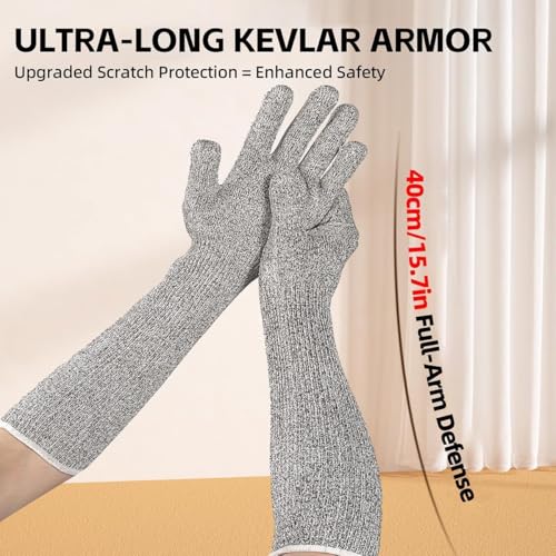 Ultra-Flexible Pet Handling Sleeves: 15.7” Kevlar Scratch-Resistant Gloves for Cat Grooming, Nail Trimming & Arm Protection - color: 3 Pairs