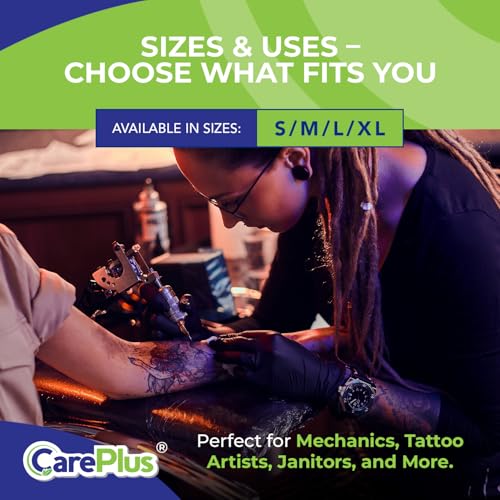 CARE PLUS Nitrile Gloves for Medical Use - Powder & Latex-Free - Black/Blue - S, M, L, XL - 100, 200, 1000 - color: Black, size: Medium