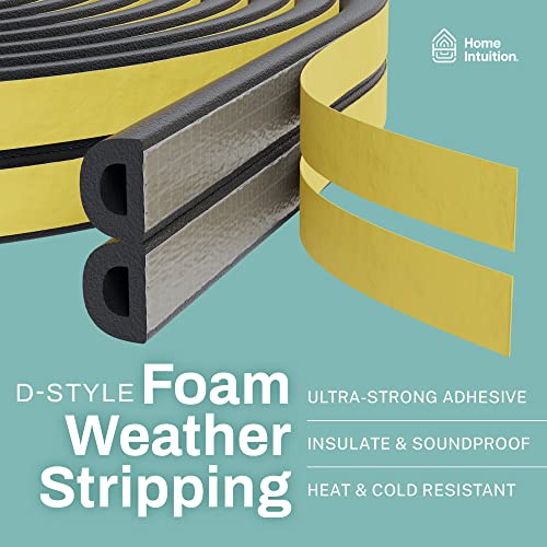 66 Feet Self Stick Foam Weather Stripping Door Window Seal Draft Stopper Insulation Tape for Windows and Doors Soundproof Weatherstripping Gap Blocker - color: Black