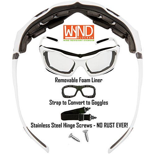 Large Motorcycle Riding Glasses Extreme Sports Wrap Sunglasses - color: White | Clear