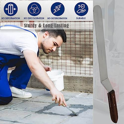 A2Z Scilab Brand Engineering Classic Offset Caulk Tooling Spatula, Stainless Steel (12 Inch Long Offset Blade) - style: 12 Inch Long Offset Blade