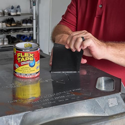 Flex Tape, Original Thick Flexible Rubberized Waterproof Tape - Seal and Patch Leaks, Works Underwater, Indoor Outdoor - Home RV Roof Plumbing and Pool Repairs, Black, 4 in x 5 ft, Pack of 1