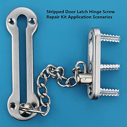 Screw Door Security Hardware Repair Kit - Jamb Reinforcement & Stripped Hinge Repair (Silver) - color: Silver