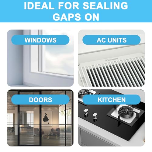 Window Sealing Tape Weather Stripping 2 Inch x 50 Yards Clear Window Insulation Draft Isolation Sealing Film Tape for Shower Glass Gaps Seal Windproof, Residue Free(2 Inch x 50 Yards White) - style: 2 Inch x 50 Yards White