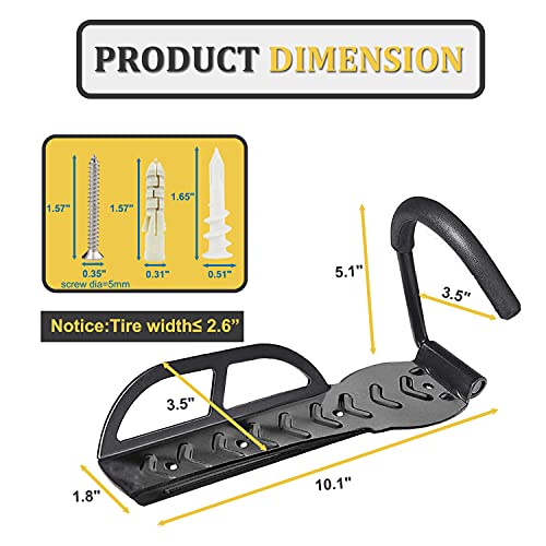 Garage Wall Mount Bike Rack 2 Pack Vertical Bicycle Hanging Hooks for Indoor Storage - color: Black-2pack