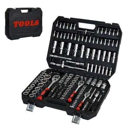 【LuckyNote】Tool Set - Socket and Ratchet Wrench Toolbox, 171pcs Tool Box, Universal Home Car Repair Tool Set, Perfect for Homeowners, DIY Enthusiasts, and Mechanics,17.91x13.58x3.74 Inch - style: 171pcs