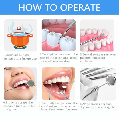Dental Tools, Professional Plaque Remover Teeth Cleaning Tool Kit, Stainless Steel Dental Pick Tartar Scraper Tooth Cleaner, Oral Care Hygiene Set for Dentist Personal Pets with Storage Box