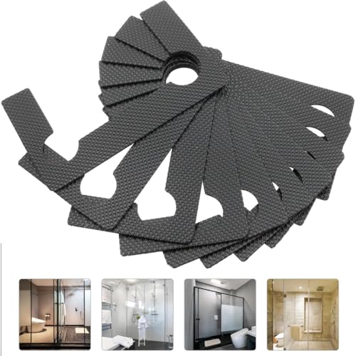 10 PCS Shower Door Hinge Shims Glass Shower Door Hinge Gaskets Anti-Slip Gasket Glass Hinge Replacement Kit Black (Black) - color: Black