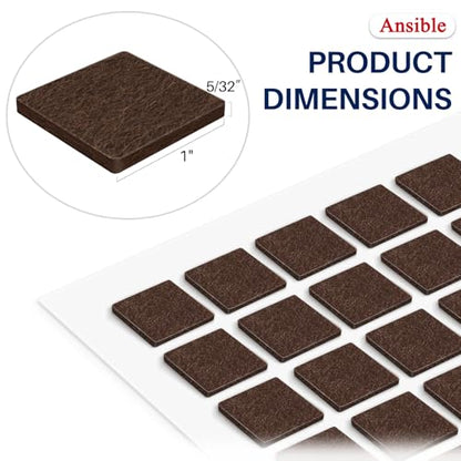 Ansible 60 PCS Felt Furniture Pads 1", Felt Pads for Chair Leg Floor Protectors for Hardwood Floors Square (Brown) - size: 60 PCS 1" Brown, Square