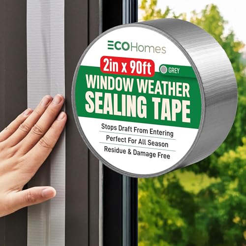 ECOHomes Window Weather Sealing Tape | Winter Weather Stripping Tape to Block Cold Drafts Through Window Gaps and AC Units, Insulation Seal and Draft Blocker for Home (2 Inch by 90 FT, Grey) - color: Gray, size: 2 Inch By 90 FT