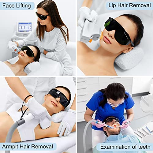 IPL 190nm-2000nm Laser Safety Glasses, Red Light Therapy Goggles For Laser Cosmetology Operator Eye Protection And Laser Hair Removal Treatment - color: Matt Black