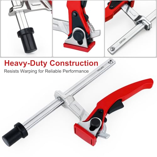 Bench Dog Clamp for 3/4" Dog Holes – Heavy Duty Quick-Ratchet Woodworking Clamp with Adjustable Pivot Jaw, 2PCS 19mm Non-Slip Bench Dogs, Fits MFT Tables and Workbenches - color: Red 3pcs