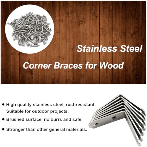 14 Pack L Bracket Corner Braces 2.5 Inch Stainless Steel Heavy Duty Shelf Bracket for Wood Shelves, Wall Hanging Support 90 Degree Joint Right Angle Brackets with Screws - size: Silver 2.5" x 2.5" x 0.8"