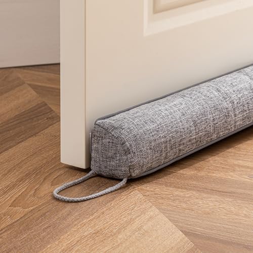 Sunolga 36" Linen Door Draft Stopper Blocks Hot and Cold Air with Removable Washable Cover for Bottom of Door, All-Season Seal for Noise, Wind, Door Sweep for Gaps Up to 3", Home Essentials, Gray - color: Gray, size: 36 Inches
