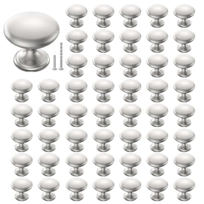 POZEAN Cabinet Knobs Brushed Nickel 50 Pack Cabinet Handles Drawer Knobs Solid Knobs Silver with Screws for Dresser Drawer Cabinet Cupboard - Modern Kitchen, Bedroom and Bathroom Hardware - color: Silver, size: 50 Pack