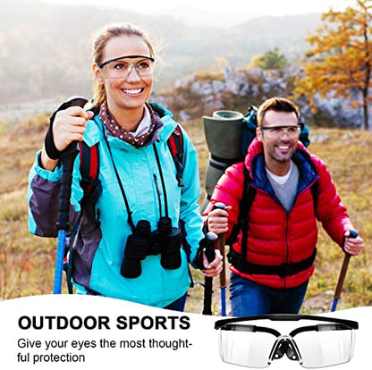 Safety Glasses, Anti-fog Eye Protective Glasses Scratch Resistant Clear Wraparound Lenses Safety Goggles and No-Slip Grips, Adjustable Temples Lab Goggles - color: Clear&black