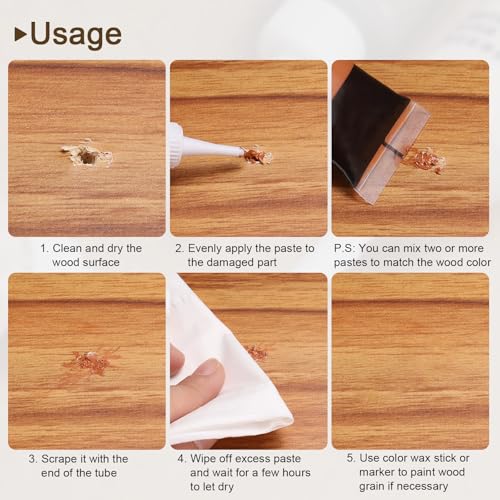 HARFINGTON 12 Colors Wood Filler Scratch Repair Kit Touch Up Filler Wood Paint for Repairing Scratches Cracks Holes on Wooden Floors Cabinet, Table, Metallic Gray Series - color: Metallic Gray Series