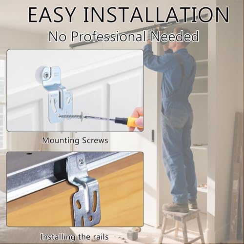 8 Pcs Sliding Closet Door Roller Kit Top-Hung Closet Door Rollers, Wheel Diameter Closet Sliding Door Roller Hardware Kit, for 3/4" to 1-3/8 Inch Thick