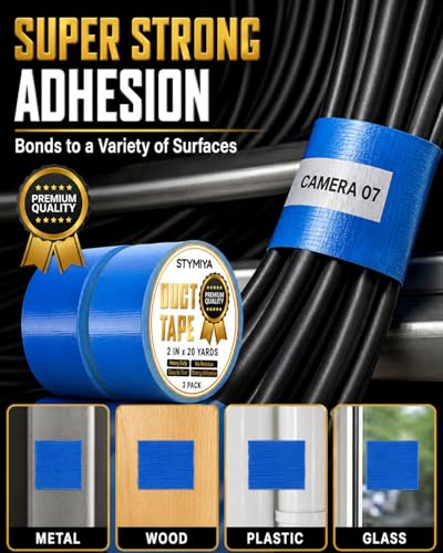 Blue Duct Tape Heavy Duty: 3 Rolls*2IN*20Yards Wide Waterproof Outdoor Duck Furniture Repair Tape Bulk - Strong Adhesive Weather UV Resistant No-Residue Masking Tapes Patterns Variety - color: Blue, size: 3*2in*20yards