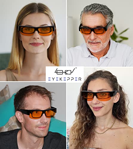 Eyekepper 100% Blue Light Reduction Fitover Anti-Blue Blocking Computer Eyeglasses with Amber Lenses - color: 1803-tortoise-100% Blue Light Blocking