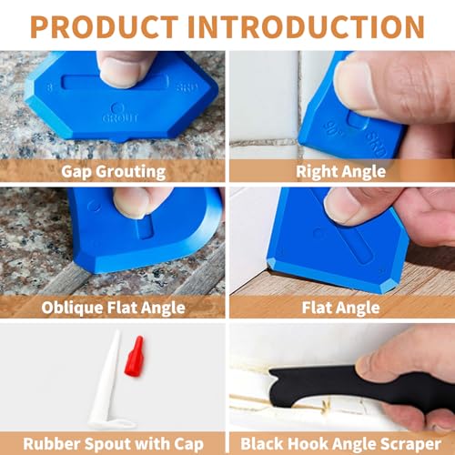 23-Piece Caulking Tool Kit – 3-in-1 Silicone Caulk Remover, Grout Scraper, Reusable Silicone Pads for Bathroom, Kitchen, Windows, Sink Joints & Frames