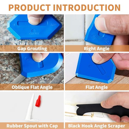 23-Piece Caulking Tool Kit – 3-in-1 Silicone Caulk Remover, Grout Scraper, Reusable Silicone Pads for Bathroom, Kitchen, Windows, Sink Joints & Frames