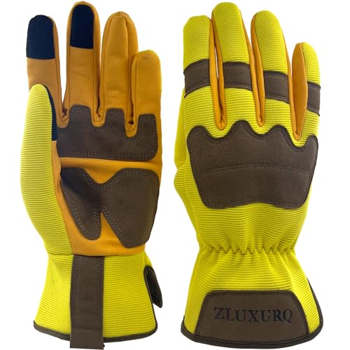 Gardening Gloves for Women and Men, Work Gloves for Yard Work - color: Yellow(touchscreen), size: Medium-8.62''