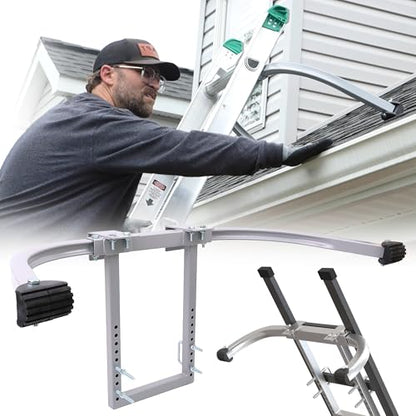 Heavy Duty Ladder Stabilizer | Carbon Steel Extension Ladder Standoff with Anti-Slip Rubber Feet for Gutter Cleaning, Painting & Roofing - Professional Grade Ladder Accessory for Extension Ladder - color: Ladder Stabilizer Gray