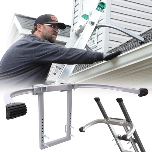 Heavy Duty Ladder Stabilizer | Carbon Steel Extension Ladder Standoff with Anti-Slip Rubber Feet for Gutter Cleaning, Painting & Roofing - Professional Grade Ladder Accessory for Extension Ladder - color: Ladder Stabilizer Gray