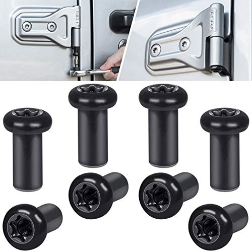 Door Hinge Nuts Replacement Screws for Jeep Wrangler JL JLU Sport Sahara Freedom Rubicon Unlimited Gladiator JT 2-Door 4-Door 2018-2025 Exterior Accessories Black (8 PCS) - size: For JL/JLU/JT (1.06 inches Long)