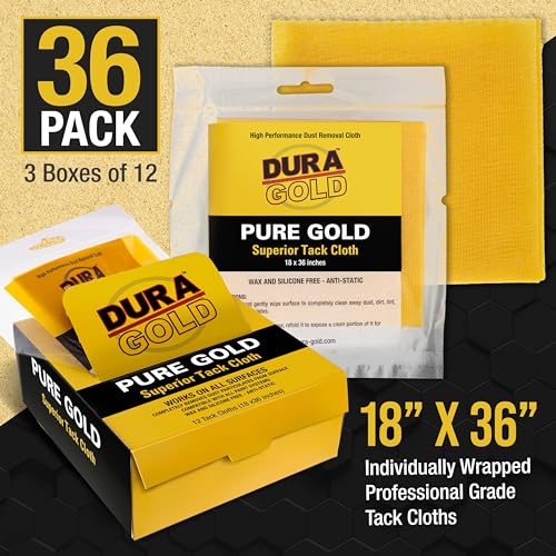 Dura-Gold - Pure Gold Superior Tack Cloth (Pack of 36), Woodworking, Automotive Paint, Tack Cloth Autobody Painting, Painters Cloths, Dust Rags, Stain Rags, Wood Staining Pads, Tac Cloths, Tacky Towel - size: 36-Count (Pack of 1)