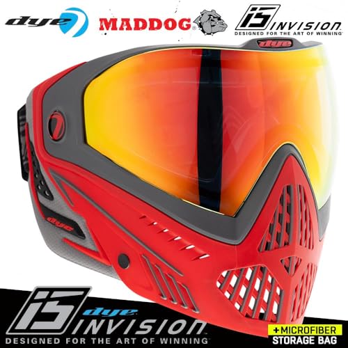 Maddog Dye i5 Thermal Anti-Fog Paintball Airsoft Mask Goggle System Combo with Microfiber Bag | Safety Certified Protection - color: Shadow Fire