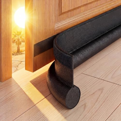 4 Pack Door Draft Stopper 36.6" One-Side Adjustable Under Door Blocker Sweep Reduce Cold Air Soundproof Light Odor Weather Stripping Seal Strip Fit for Interior Exterior(Black) - color: Black
