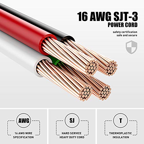 Power Strip with Flat Plug - 3 Ground Sockets 7 Inch Heavy Duty Braided Extension Cord Flat Plug Mountable Socket Strip for Computer/Home/Office