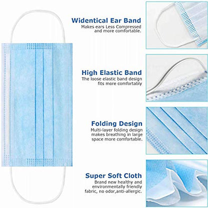 100 Pack Medical Disposable Face Masks for Protection, 3 Layers Safety Face Masks For Adults Daily Use
