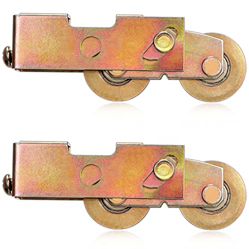 Moxweyeni 2 Pack Sliding Door Rollers Replacement - Tandem Roller Assembly Kit 1-1/4 Inch - Heavy Duty Adjustable Patio Door Wheels for Glass Doors & Screen Windows, 120kg Capacity
