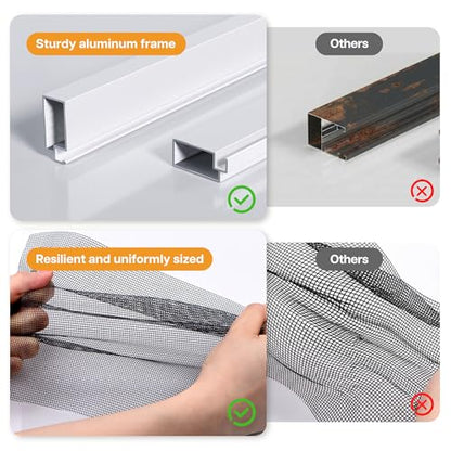 Paramondo 2 Sets DIY Window Screen Frame Kit, Easy Cut-to-Size Design Window Screen, Includes Screen Mesh, Frame Parts & Tools for Window Screen Replacement, White, 46" Lx 46"W