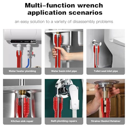 Faucet and Sink Wrench 8 in 1 - Multifunctional Faucet Wrench Tool, Plumbing Basin Removal Installer for Kitchen Drain,Toilets, Bathrooms, Under Sinks